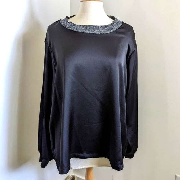 CALVIN Klein Black Satin Pull Over 2X Plus Sized Sweatshirt - Picture 8 of 16